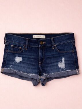 Abercrombie & Fitch Low-Rise Distressed Cutoff Denim Shorts Sz 8